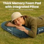 Sleeping Pad for Camping, 3.15" Thick Self Inflating Sleeping Camping Pad with Pillow&Electric Pump,Memory Foam Camping Mattress Pad, 4-Season Camp Sleeping Mat for Travel,Car,Tent,Home-Green