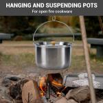 KingCamp Camping Cookware Set, 304 Stainless Steel Campfire Cooking Pots Pan and Kettle with Travel Tote Bag for Camping Outdoor Kitchen Cooking Picnic for 4-6