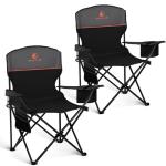 ALPHA CAMP Camping Chair 2 Pack Portable Chair with 3-Can Cooler Folding Chair with Side Pocket and Cup Holder, Collapsible for Camping, Tailgates, Beach, Fishing and Sports,Black,2PC