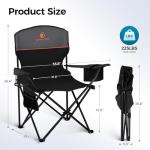 ALPHA CAMP Camping Chair 2 Pack Portable Chair with 3-Can Cooler Folding Chair with Side Pocket and Cup Holder, Collapsible for Camping, Tailgates, Beach, Fishing and Sports,Black,2PC