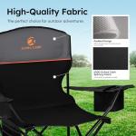 ALPHA CAMP Camping Chair 2 Pack Portable Chair with 3-Can Cooler Folding Chair with Side Pocket and Cup Holder, Collapsible for Camping, Tailgates, Beach, Fishing and Sports,Black,2PC