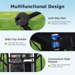 ALPHA CAMP Camping Chair 2 Pack Portable Chair with 3-Can Cooler Folding Chair with Side Pocket and Cup Holder, Collapsible for Camping, Tailgates, Beach, Fishing and Sports,Black,2PC