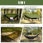 Night Cat Camping Hammock Tent: Lightweight Portable 4 in 1 Hammock with Rain Tarp and Mosquito Net for Hiking Jungle Outdoor Green