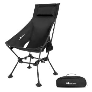 MOON LENCE High Back Folding Camping Chairs, Height-Adjustable, Widened Seat, for Beach with Anti-Sinking Feet