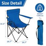 SAILARY Folding Camping Chair with Cup Holder, 225lbs Capacity, Portable Foldable Chair with Large Anti-Sink Feet, PE Coated Fabric for Outdoor, Beach, Fishing, Backpacking, Blue 2PCS