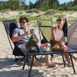 MOON LENCE High Back Folding Camping Chairs, Height-Adjustable, Widened Seat, for Beach with Anti-Sinking Feet