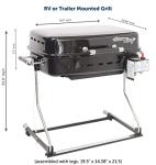 Flame King - YSNHT500 RV Or Trailer Mounted BBQ - Motorhome Gas Grill - 214 Sq Inch Cooking Surface - Adjustable Flame Controller, Black