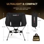 Campday Camping Chair Backpacking Portable Hiking Ultralight Small Lightweight Folding Chair for Outdoor Camp Beach Picnic Concert, Supports 330lbs (Black,1PCS)
