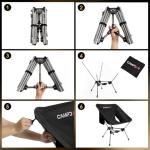 Campday Camping Chair Backpacking Portable Hiking Ultralight Small Lightweight Folding Chair for Outdoor Camp Beach Picnic Concert, Supports 330lbs (Black,1PCS)