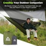 CROSSHIP Camping Hammock with Mosquito Net, 2 Person Hammock Bug Net, Portable, Parachute Nylon for Outdoor, Camping, Hiking, Backpacking, Backyard, Beach, Travel (Hold Up to 500lbs)