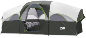 CAMPROS CP Tent 8 Person Camping Tents, Weather Resistant Family Tent, 5 Large Mesh Windows, Double Layer, Divided Curtain for Separated Room, Portable with Carry Bag