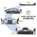 CAMPROS CP Tent 8 Person Camping Tents, Weather Resistant Family Tent, 5 Large Mesh Windows, Double Layer, Divided Curtain for Separated Room, Portable with Carry Bag