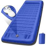 FNARMW Camping Sleeping Pad 5 Inch, Inflatable Sleeping Pad with Pillow & Built-in Foot Pump - Extra Thick Air Mattress for Camping, Backpacking, Tent - Lightweight Compact Floor Bed (Blue Grey)