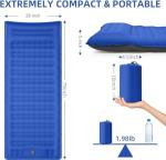 FNARMW Camping Sleeping Pad 5 Inch, Inflatable Sleeping Pad with Pillow & Built-in Foot Pump - Extra Thick Air Mattress for Camping, Backpacking, Tent - Lightweight Compact Floor Bed (Blue Grey)