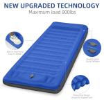 FNARMW Camping Sleeping Pad 5 Inch, Inflatable Sleeping Pad with Pillow & Built-in Foot Pump - Extra Thick Air Mattress for Camping, Backpacking, Tent - Lightweight Compact Floor Bed (Blue Grey)