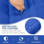 FNARMW Camping Sleeping Pad 5 Inch, Inflatable Sleeping Pad with Pillow & Built-in Foot Pump - Extra Thick Air Mattress for Camping, Backpacking, Tent - Lightweight Compact Floor Bed (Blue Grey)