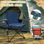 VOYSIGN Folding Camping Chair with Cup Holder & Storage Bag, 225lbs Capacity, Large Anti-Sink Feet, Breathable PE Coated Fabric for Outdoor, Hiking, Beach, Fishing, Backpacking, Cyan