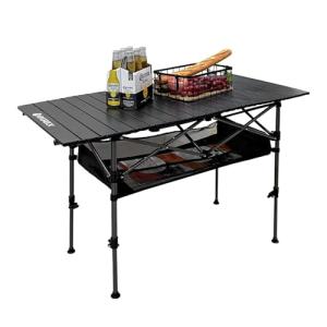 KINGROCK Folding Camping Table, Aluminum Roll-up Table with Easy Carrying Bag for Outdoor, Sturdy, Stable