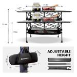 KINGROCK Folding Camping Table, Aluminum Roll-up Table with Easy Carrying Bag for Outdoor, Sturdy, Stable