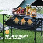 KINGROCK Folding Camping Table, Aluminum Roll-up Table with Easy Carrying Bag for Outdoor, Sturdy, Stable