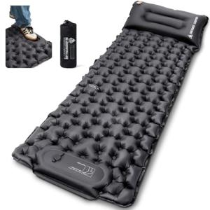 ONETIGRIS Blackcrystal Sleeping Pad, Ultralight Camping Sleeping Pad with Pillow Built-in Foot Pump Inflatable Sleeping Mat Compact for Camping Backpacking Hiking Traveling Tent