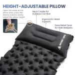 ONETIGRIS Blackcrystal Sleeping Pad, Ultralight Camping Sleeping Pad with Pillow Built-in Foot Pump Inflatable Sleeping Mat Compact for Camping Backpacking Hiking Traveling Tent