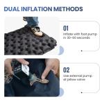 ONETIGRIS Blackcrystal Sleeping Pad, Ultralight Camping Sleeping Pad with Pillow Built-in Foot Pump Inflatable Sleeping Mat Compact for Camping Backpacking Hiking Traveling Tent