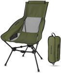 MARCHWAY Lightweight Folding High Back Camping Chair with Head Support, Stable Portable Compact for Outdoor Camp, Travel, Beach, Picnic, Festival, Hiking, Backpacking (Highback Green)