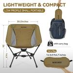 MARCHWAY Lightweight Folding Camping Chair, Portable Foldable Compact for Outdoor Camp, Travel, Beach, Picnic, Festival, Hiking, Backpacking, Supports 330Lbs (Khaki)