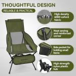 MARCHWAY Lightweight Folding High Back Camping Chair with Head Support, Stable Portable Compact for Outdoor Camp, Travel, Beach, Picnic, Festival, Hiking, Backpacking (Highback Green)