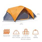 Amazon Basics 8-Person Camping Tent, 3-Season Dome Design with Rainfly, Orange/Grey