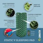 Klymit Static V Inflatable Sleeping Pad for Camping, Lightweight Hiking and Backpacking Air Bed, 2.5 Inch Thick, Short, Green