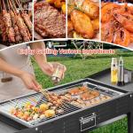 Hiteemer Portable Charcoal Grill - 26 Inch Folding BBQ Grills Hibachi Grill barbecue Grills Outdoor Cooking for Backyard Camping Travel Party Picnic Thanksgiving, With Storage Bag
