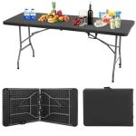 BestOffice Outdoor Folding Camping Table Plastic Table Portable Square Height Dining Table Perfect for Picnics,Parties,Party and Camping,Black