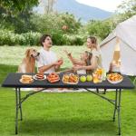 BestOffice Outdoor Folding Camping Table Plastic Table Portable Square Height Dining Table Perfect for Picnics,Parties,Party and Camping,Black