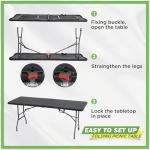 BestOffice Outdoor Folding Camping Table Plastic Table Portable Square Height Dining Table Perfect for Picnics,Parties,Party and Camping,Black