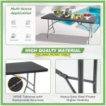 BestOffice Outdoor Folding Camping Table Plastic Table Portable Square Height Dining Table Perfect for Picnics,Parties,Party and Camping,Black
