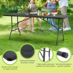 BestOffice Outdoor Folding Camping Table Plastic Table Portable Square Height Dining Table Perfect for Picnics,Parties,Party and Camping,Black