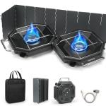 Camping Stove Propane, 2 Burner Camp Stove, 20,000 BTU Propane Camping Stoves, Portable Gas Stove with Windscreen, Storage Bag, Regulator for Picnic, BBQ, Tailgating