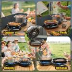 Camping Stove Propane, 2 Burner Camp Stove, 20,000 BTU Propane Camping Stoves, Portable Gas Stove with Windscreen, Storage Bag, Regulator for Picnic, BBQ, Tailgating