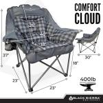 Black Sierra Oversized Camping Chair for Adults, Heavy Duty Outdoor Seat with Plush Padding, Supports 400lbs, Cup Holder & Carry Bag, Comfortable Folding Chair for Tailgating, Patio, & Sideline Events