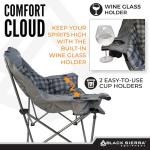 Black Sierra Oversized Camping Chair for Adults, Heavy Duty Outdoor Seat with Plush Padding, Supports 400lbs, Cup Holder & Carry Bag, Comfortable Folding Chair for Tailgating, Patio, & Sideline Events