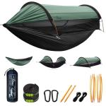Travel Bird Camping Hammock Tent with Mosquito Net and Sunshade, Extra Large for 2 Person, Lightweight Hanging Hammocks Tree Straps, Bivvy Ground Tent for Outside, Hiking, and Travel