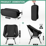 Lightweight Camping Chairs with Adjustable Height, Portable Camping Chairs for Adults with Carry Bag and Side Pockets, Folding Chairs for Outside for Camping, Beach, Fishing, Trip, Picnic (Black)