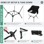 Lightweight Camping Chairs with Adjustable Height, Portable Camping Chairs for Adults with Carry Bag and Side Pockets, Folding Chairs for Outside for Camping, Beach, Fishing, Trip, Picnic (Black)