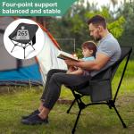 Lightweight Camping Chairs with Adjustable Height, Portable Camping Chairs for Adults with Carry Bag and Side Pockets, Folding Chairs for Outside for Camping, Beach, Fishing, Trip, Picnic (Black)