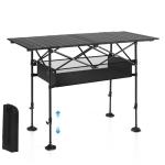 ALPHA CAMP Folding Camping Table, Portable Roll-up Table with Adjustable Height, Large Storage Bag and Carrying Bag, Tall Aluminum Table for Indoor & Outdoor Picnic BBQ Backyards Beach