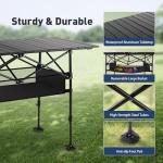 ALPHA CAMP Folding Camping Table, Portable Roll-up Table with Adjustable Height, Large Storage Bag and Carrying Bag, Tall Aluminum Table for Indoor & Outdoor Picnic BBQ Backyards Beach