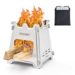 Camping Wood Stove Lightweight Stainless Steel Portable Backpacking Stove Folding Wood Burning Stove for Outdoor Hiking Camping Picnic Traveling