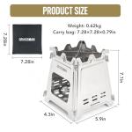 Camping Wood Stove Lightweight Stainless Steel Portable Backpacking Stove Folding Wood Burning Stove for Outdoor Hiking Camping Picnic Traveling